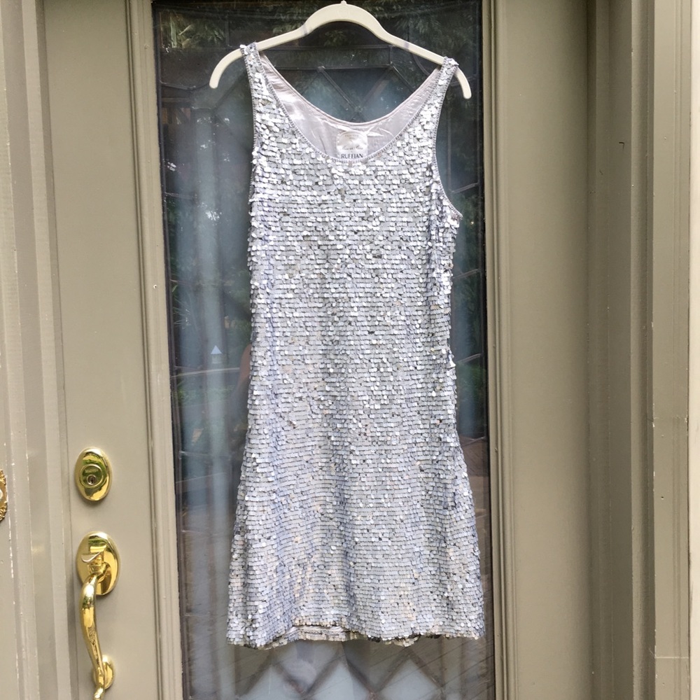 Anthropologie Mise en Scene beaded silver dress